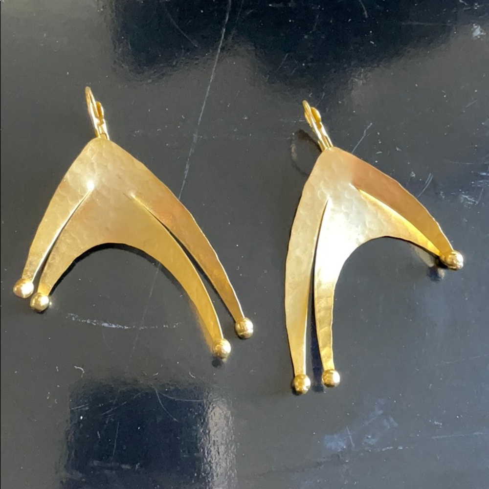 Gold architectural earrings